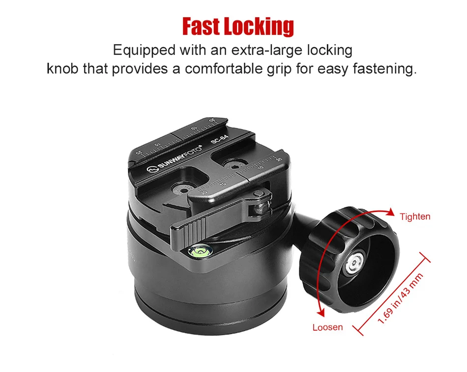 Sunwayfoto ILB-65+SC-64 65 mm nivelleringsbase med Arca-Swiss hurtigkobling