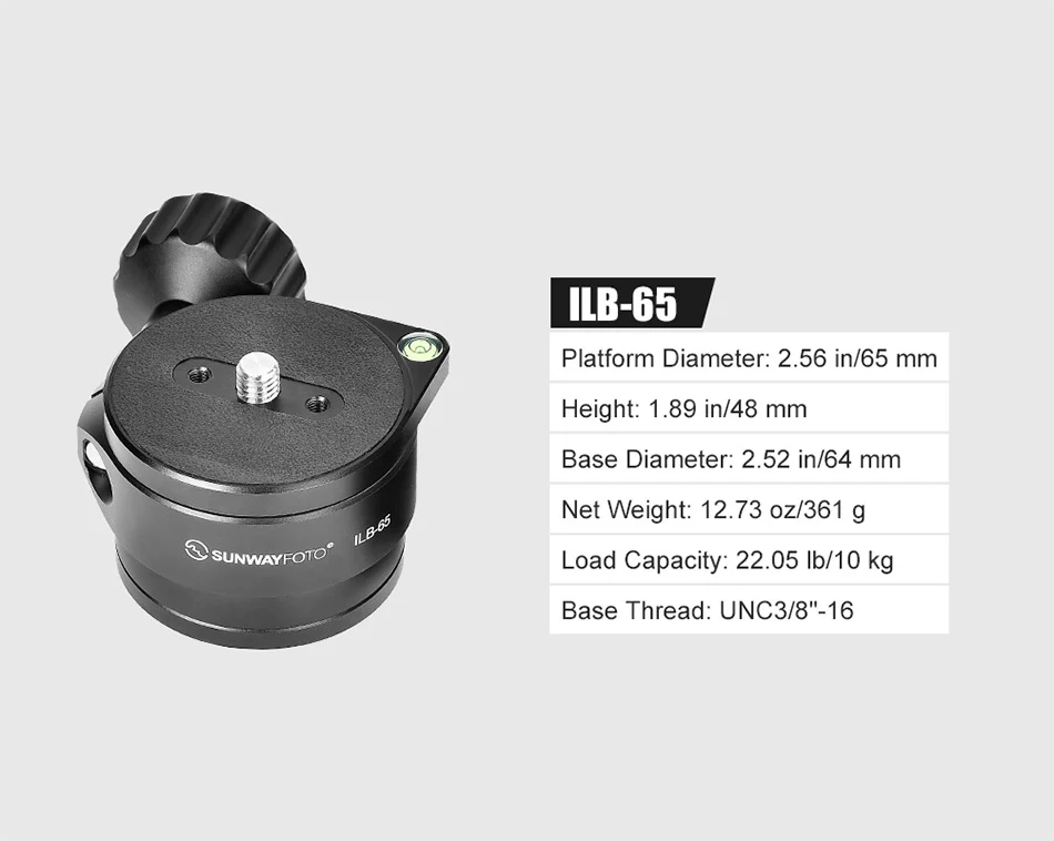 Sunwayfoto ILB-65+SC-64 65 mm nivelleringsbase med Arca-Swiss hurtigkobling