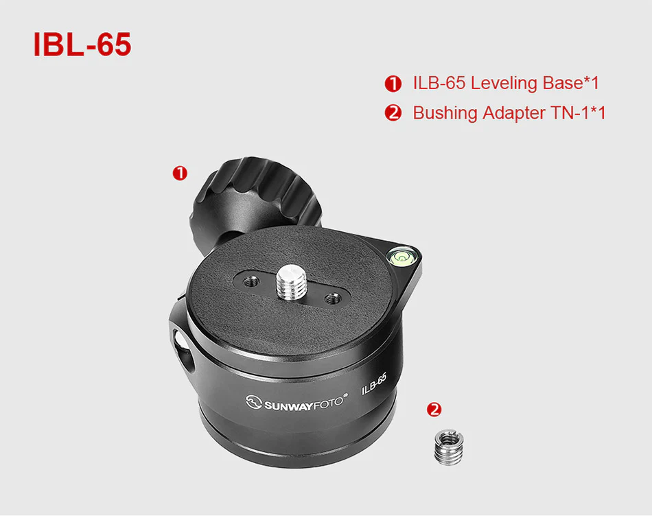 Sunwayfoto ILB-65+SC-64 65 mm nivelleringsbase med Arca-Swiss hurtigkobling