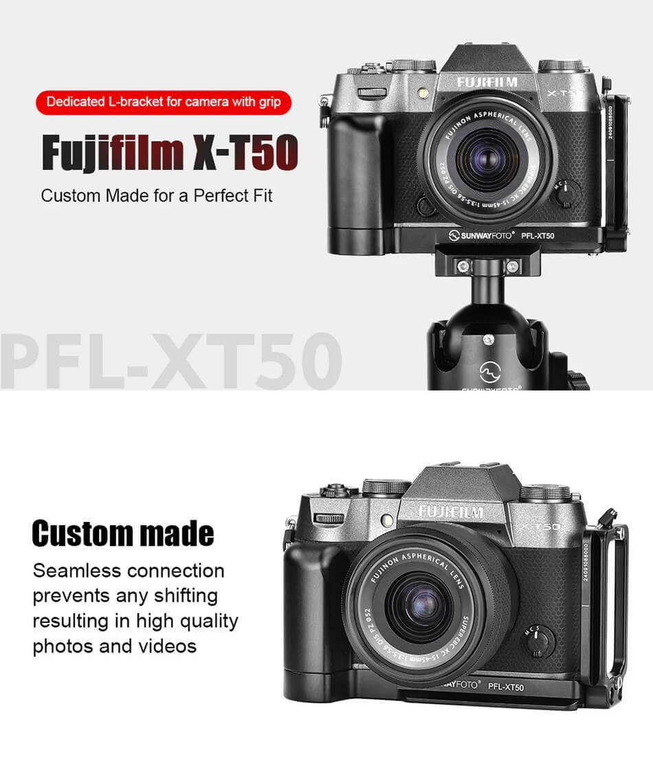 Sunwayfoto L-Bracket med handgrepp för Fujifilm X-T50