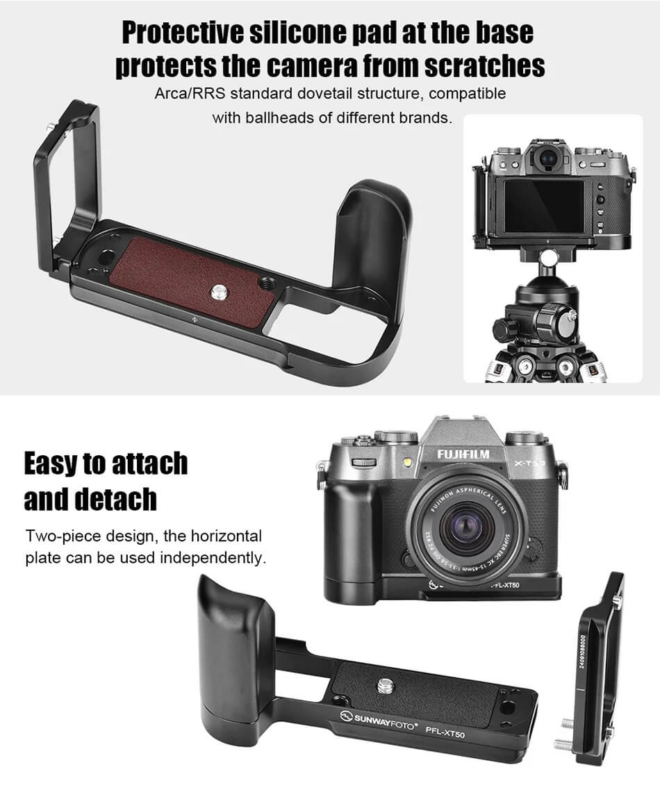 Sunwayfoto L-Bracket med handgrepp för Fujifilm X-T50