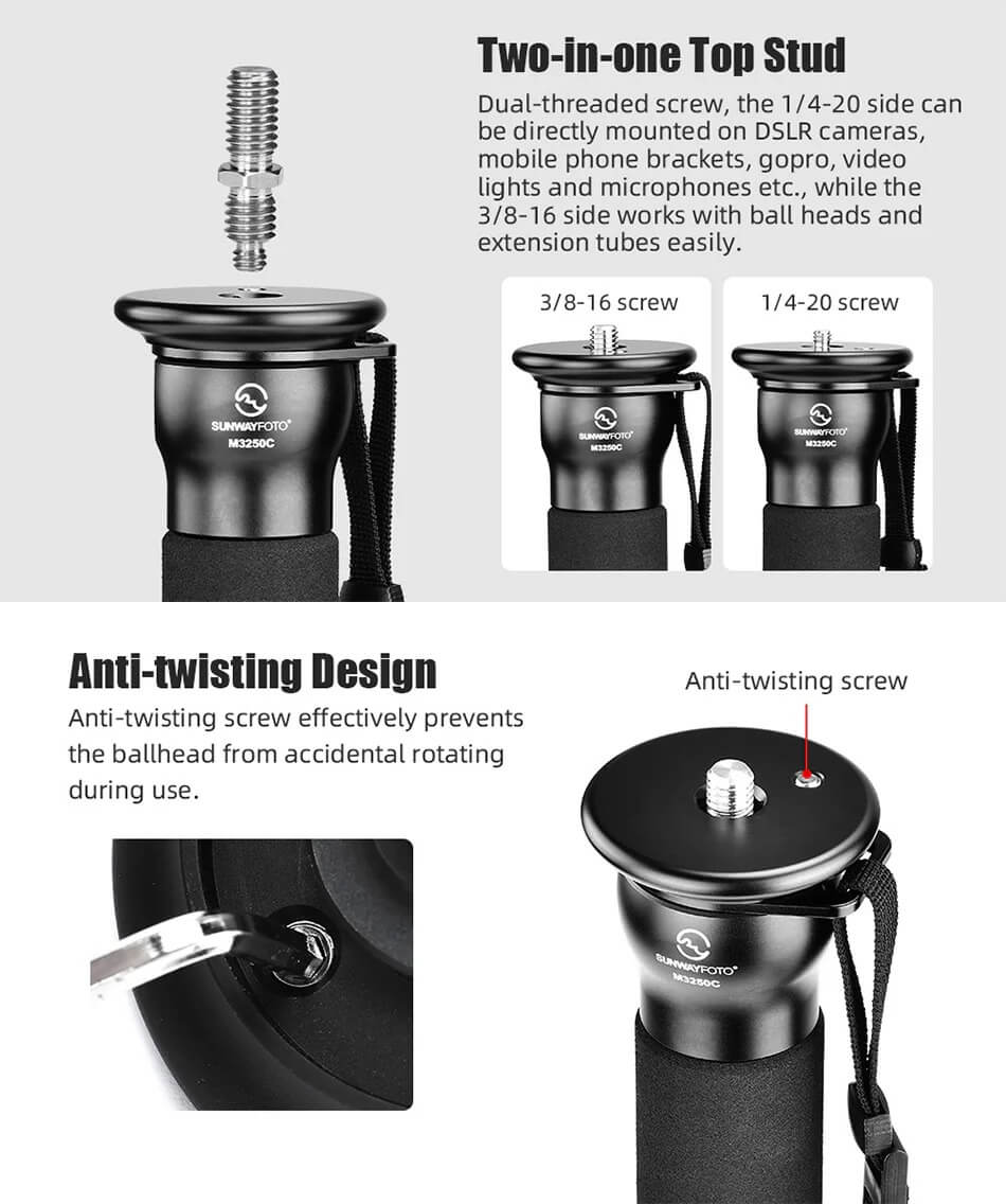 Sunwayfoto M3250C Enbensstativ av kolfiber