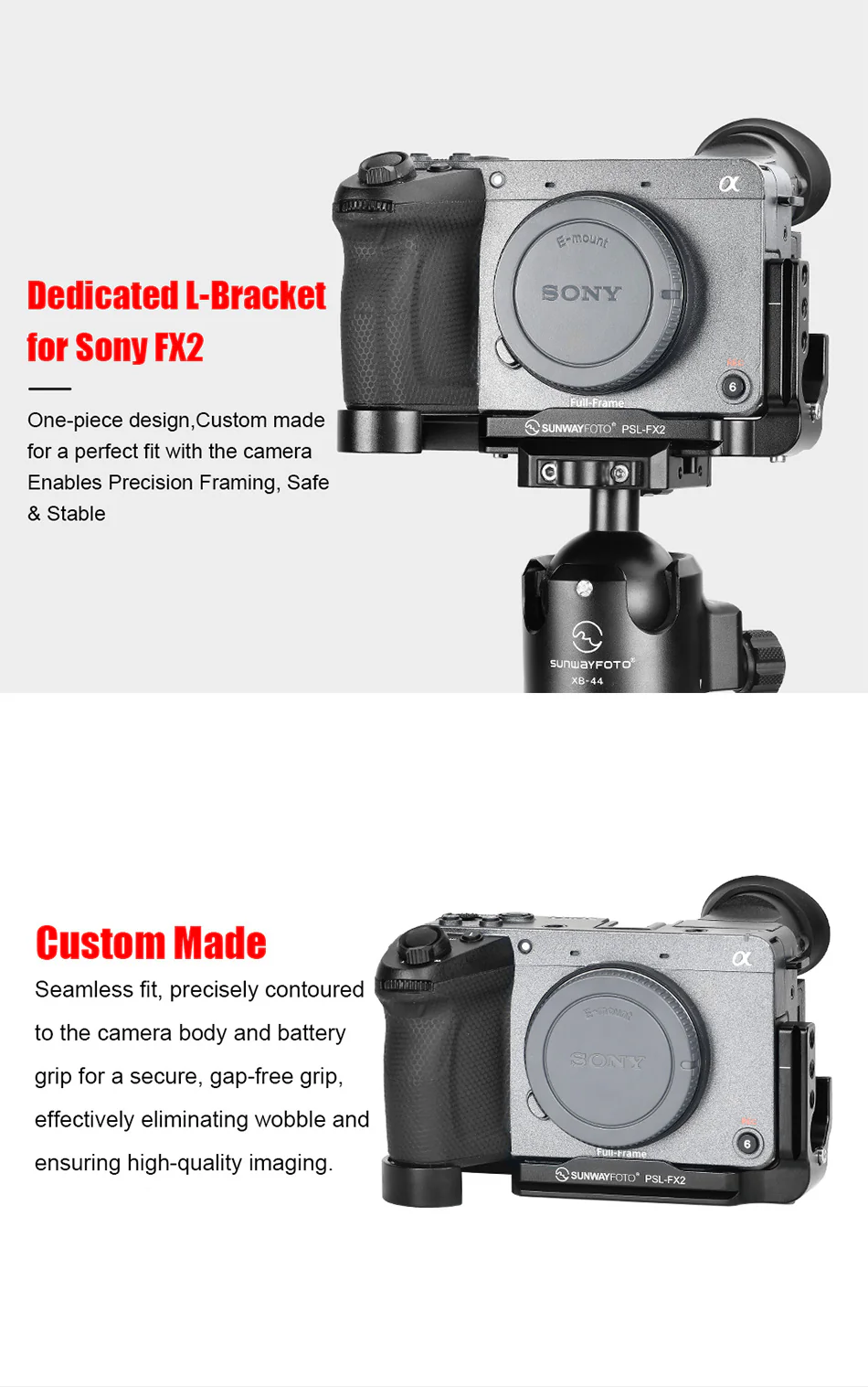 Sunwayfoto PSL-FX2 L-bracket til Sony FX2 Arca-kompatibel
