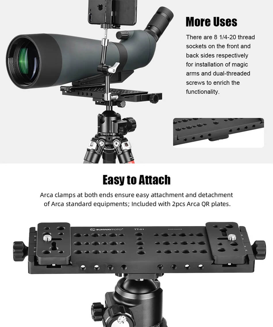 Sunwayfoto TT-01 Monteringsplattform 285×91 mm med Arca-skena
