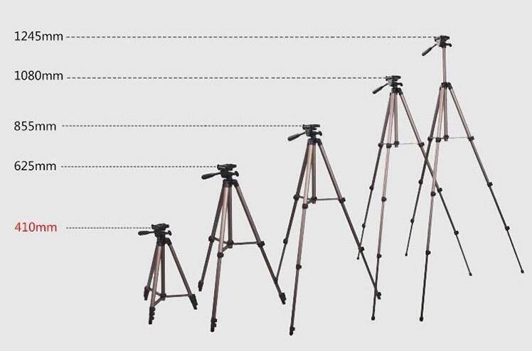 Weifeng WT3130 Trebensstativ 124cm för mindre kamera/mobil