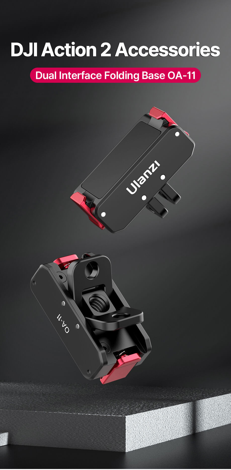 Ulanzi Folding Fingers med 1/4- gevind og magnetbeslag til Osmo Action 2/3/4