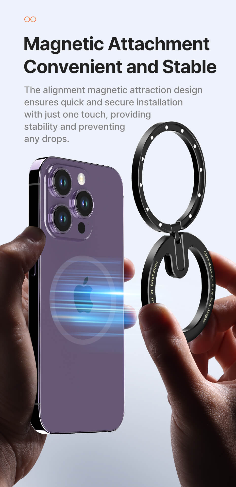 Ulanzi magnetisk MagSafe-filteradapter til 52 mm kamerafiltre på mobil