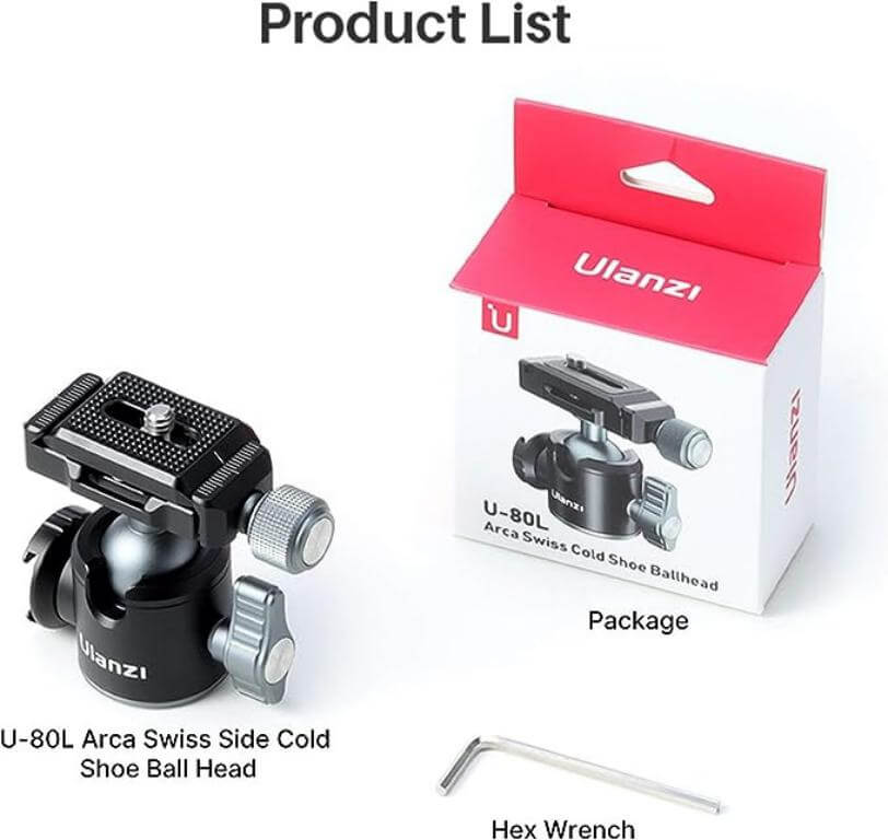 Ulanzi U-80L Kulled med blixtskofäste & Arca