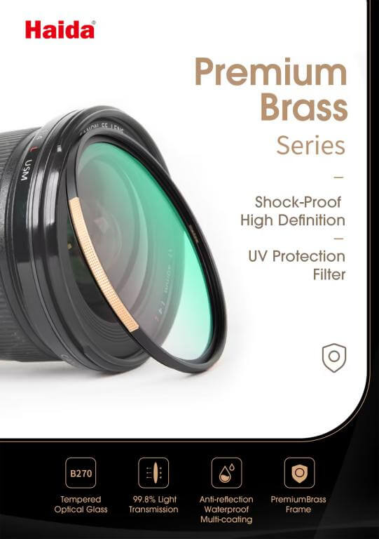 Haida Premium Brass Shock-Proof UV-filter – klarhed og stærk linsebeskyttelse