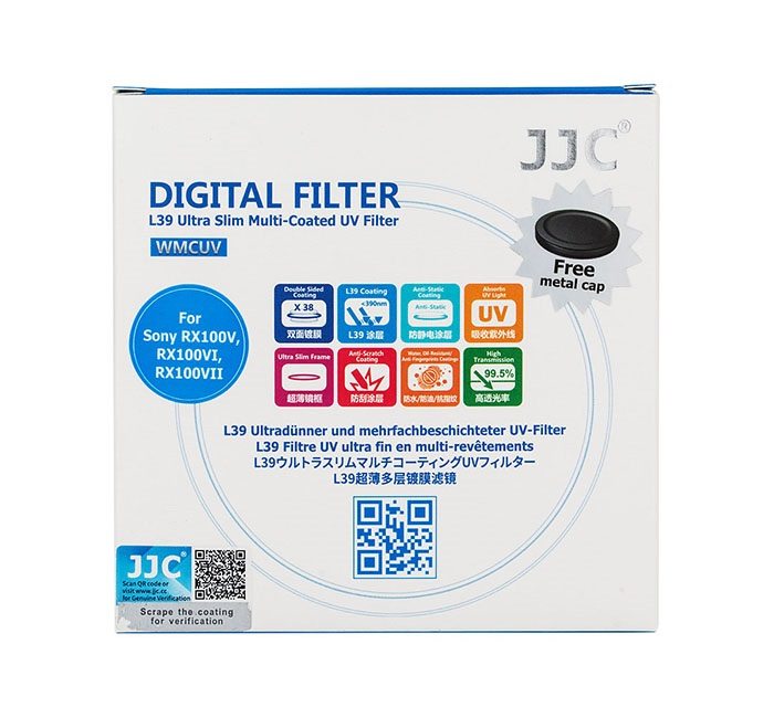 JJC UV-filter Slim Multicoating til Sony RX100 V og Canon G7 X Mark II